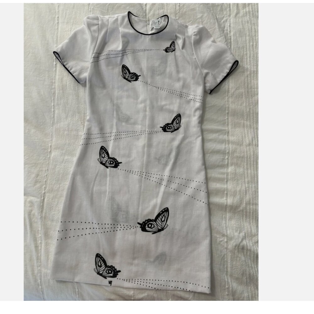 VINTAGE THE VESTED GENTRESS WHITE & BLACK BUTTERFLY DRESS